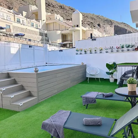 Lägenhet Big Puerto Rico With Heated Saltwater Jacuzzi Pool & Bbq & Private Parking *